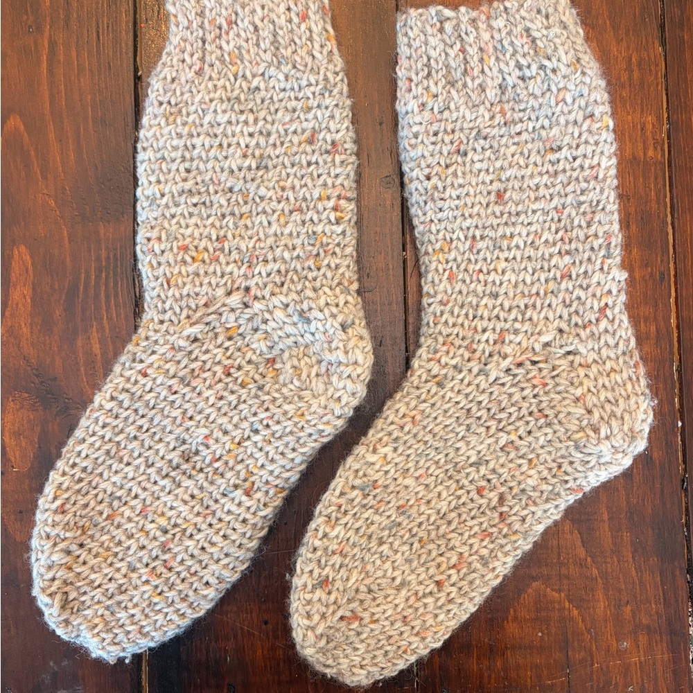 Speckled Knit Wool Socks - Cream